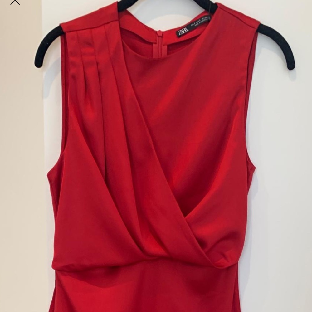 Red midi satin dress